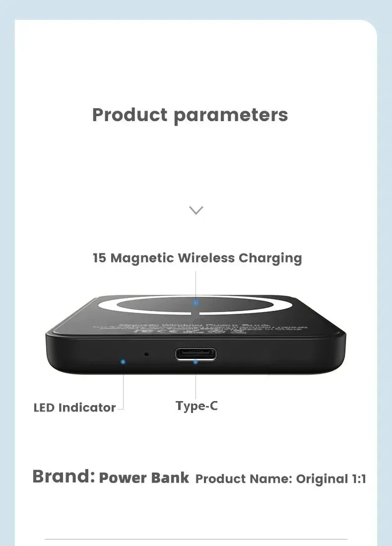 Xiaomi 500 000mAh Power Bank Magnétique – Charge Rapide PD 20W Sans Fil pour iPhone, Samsung, Huawei 2025