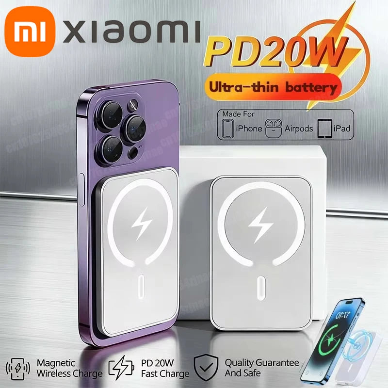 Xiaomi 500 000mAh Power Bank Magnétique – Charge Rapide PD 20W Sans Fil pour iPhone, Samsung, Huawei 2025